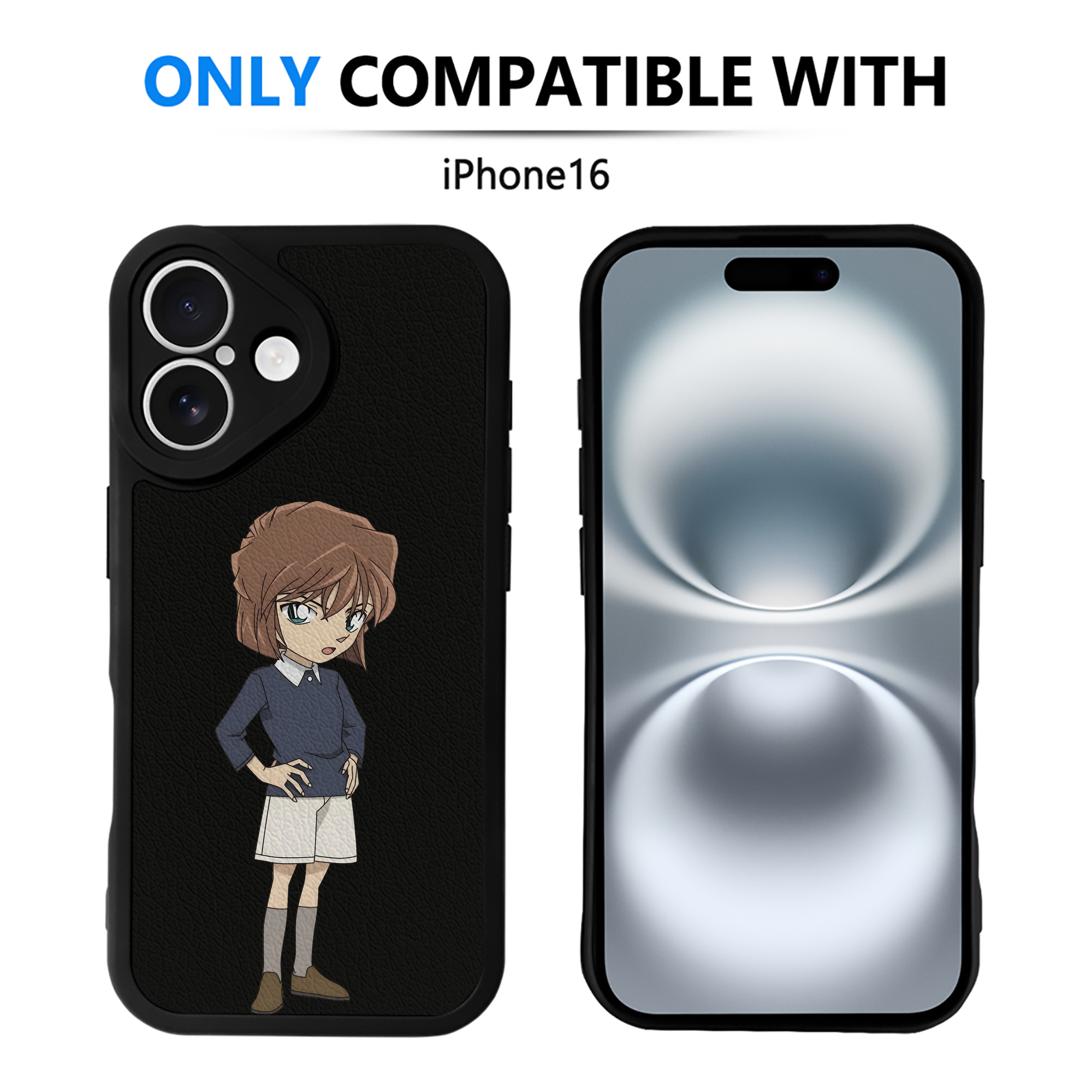 （画像用） 名探偵コナン 灰原 哀 はいばら あい Detective Conan Anita Hailey、Vi Graythorn Haibara Ai 【iPhone 16シリーズ対応】シリコンスマホケース（レザー調） 材質：シリコン